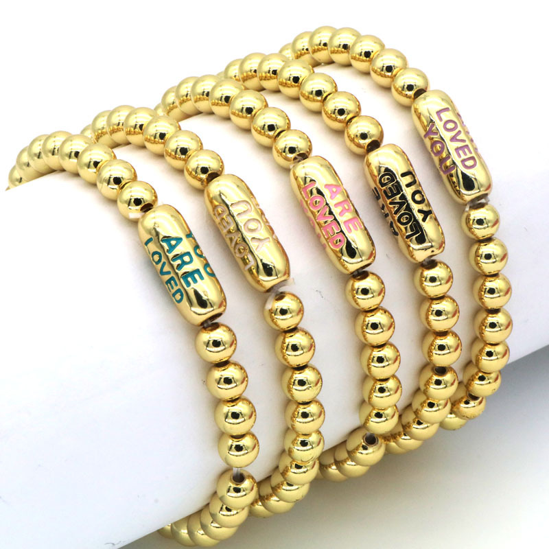

Cool Design Bohemian Style Man Woman Lovers Copper Beads Strands Elastic Bracelet