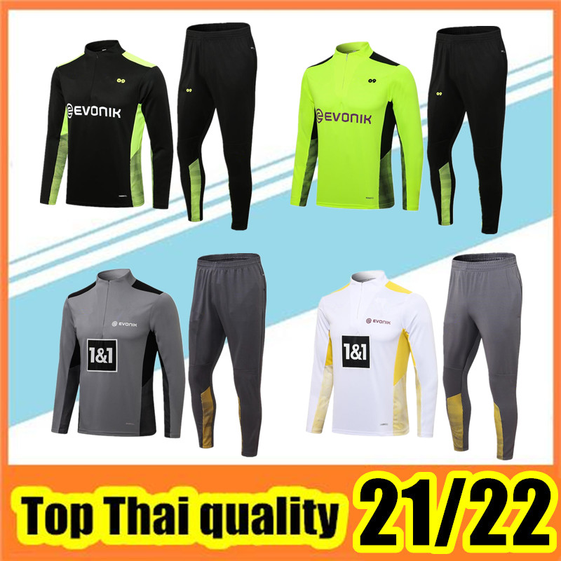 

Borussia tracksuit Soccer Sets full zipper jackets Dortmund training football set Survetement Tracksuits