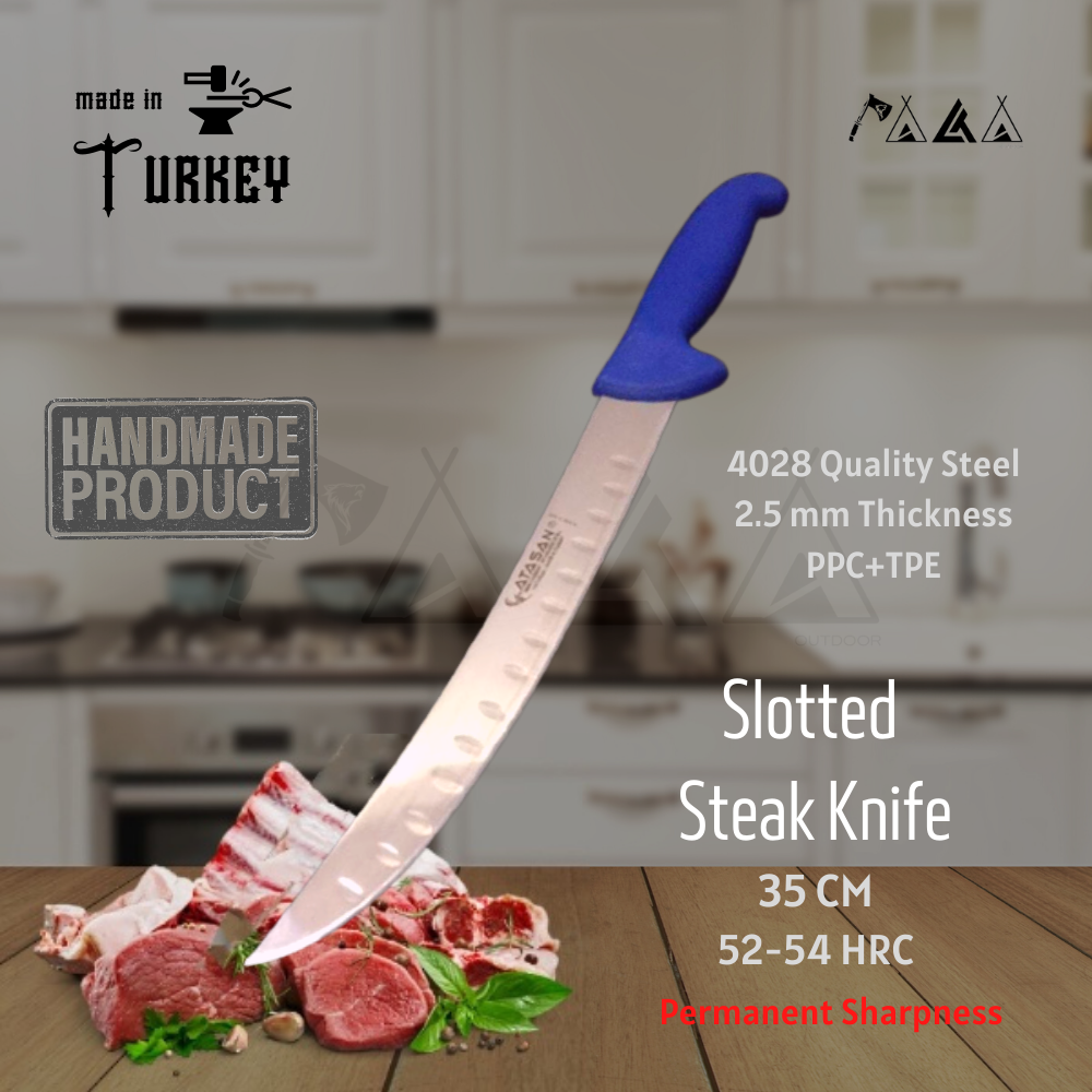 

ATASAN Sotted Steak Knife Curved Chef Knife Kitchen Knives Handmade High Quaity Professiona Stainess Stee Steak Meat Cutter