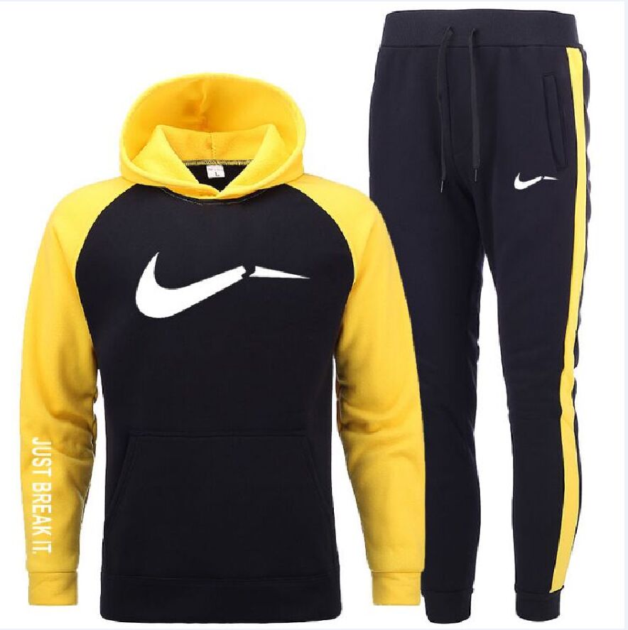 

2021 Clothing Men's Fashion Tracksuit Casual Sportsuit Hoodies Sweatshirts Sportswear Coat+Pant Men Set, Gray