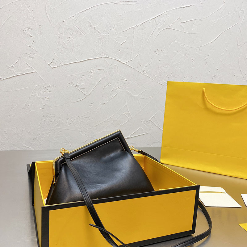 

Genuine Leather Handbag Women Evening Bag The Clouds Package High Quality Original F Bag Box Case Purse Clutch Shoulder New 21090605R, Black