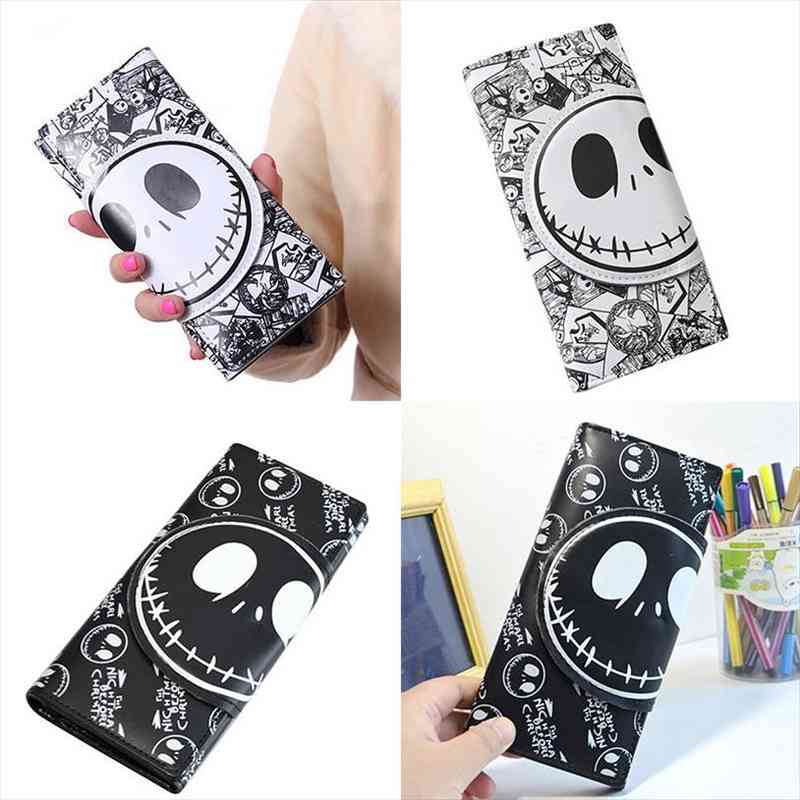 

comics nightmare before christmas wallets thriller movie cartoon jack skull purses pu leather clutch 18 8.5cm long, Red;black