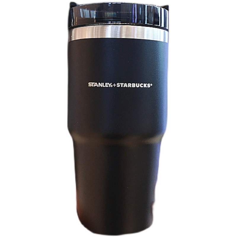 

20oz Starbucks frosted black stainless steel straw cup Stanley solid color large capacity car portable water cup gift 222