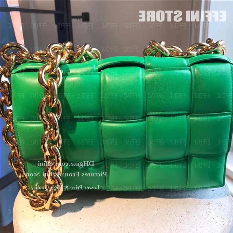 

Handbag Fashion Woven Pillow Bag Luxurys Plaid Bags Women Padded Purse Genuine Bag Big Chain Shoulder Leather Crossbody Designers 2021 Fksq