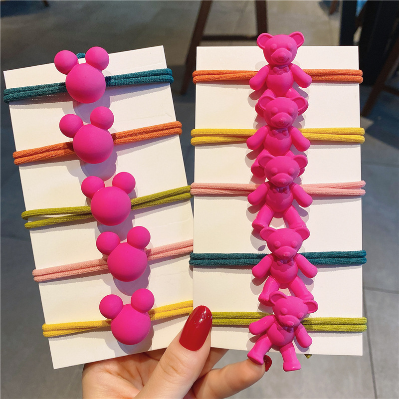 

Colorful Smile Face Shinny Elastic korea Accessories For Girls Handmade Cartoon Hair Tie Head Rubber Band