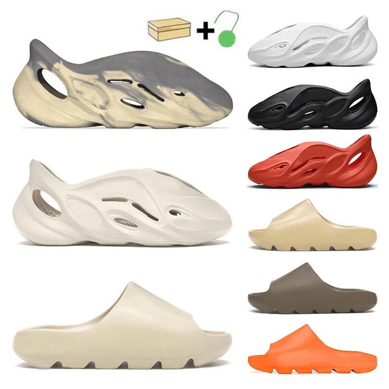

2021 kanye west foam runner Moon Grey slide men sandal Ararat Bone Desert Sand Enflame Orange Earth Brown black womens beach outdoor sandals, 10