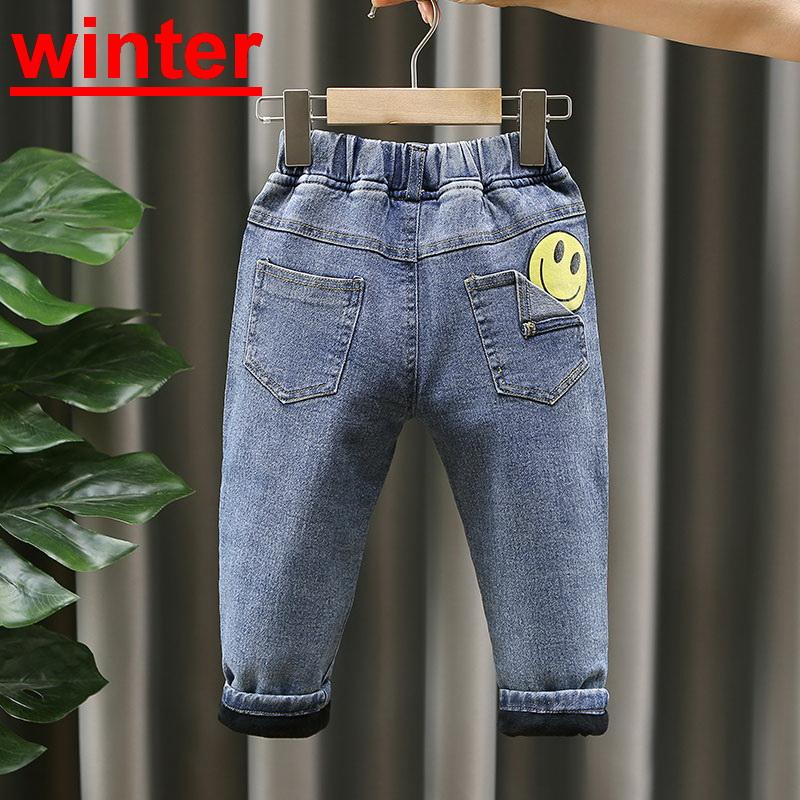 

Children's Clothes 2021 Korean Autumn Winter Kids Pants Toddler Boys Casual Thick Pant Denim For Baby Jeans 2 3 4 5 6 Y, Blue