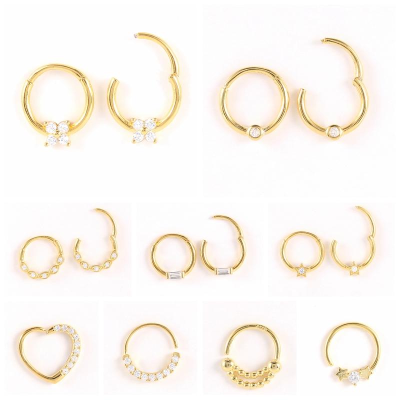 Hoop & Huggie CANNER Prevent Allergies 925 Sterling Silver Nose Ring Earrings For Women Punk Piercing Pendientes Plata-image-700134747