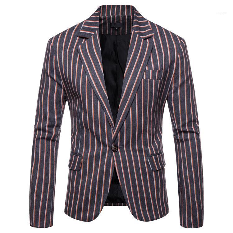 

Men's Suits & Blazers 2021 Autumn European Code Striped Casual Suit Men Jacket Blazer Man Large Size XXXL, Blue