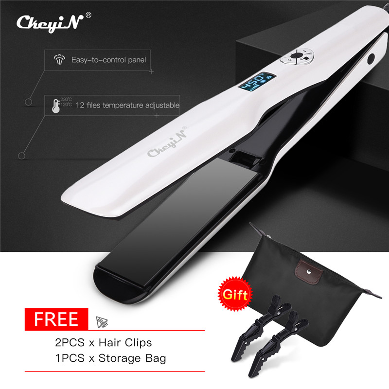 

3D Rotating Hair Straightener Professional PTC Hair Styling Iron Fast Heating Flat Iron with Wide Heating Plate and LCD Screen 0