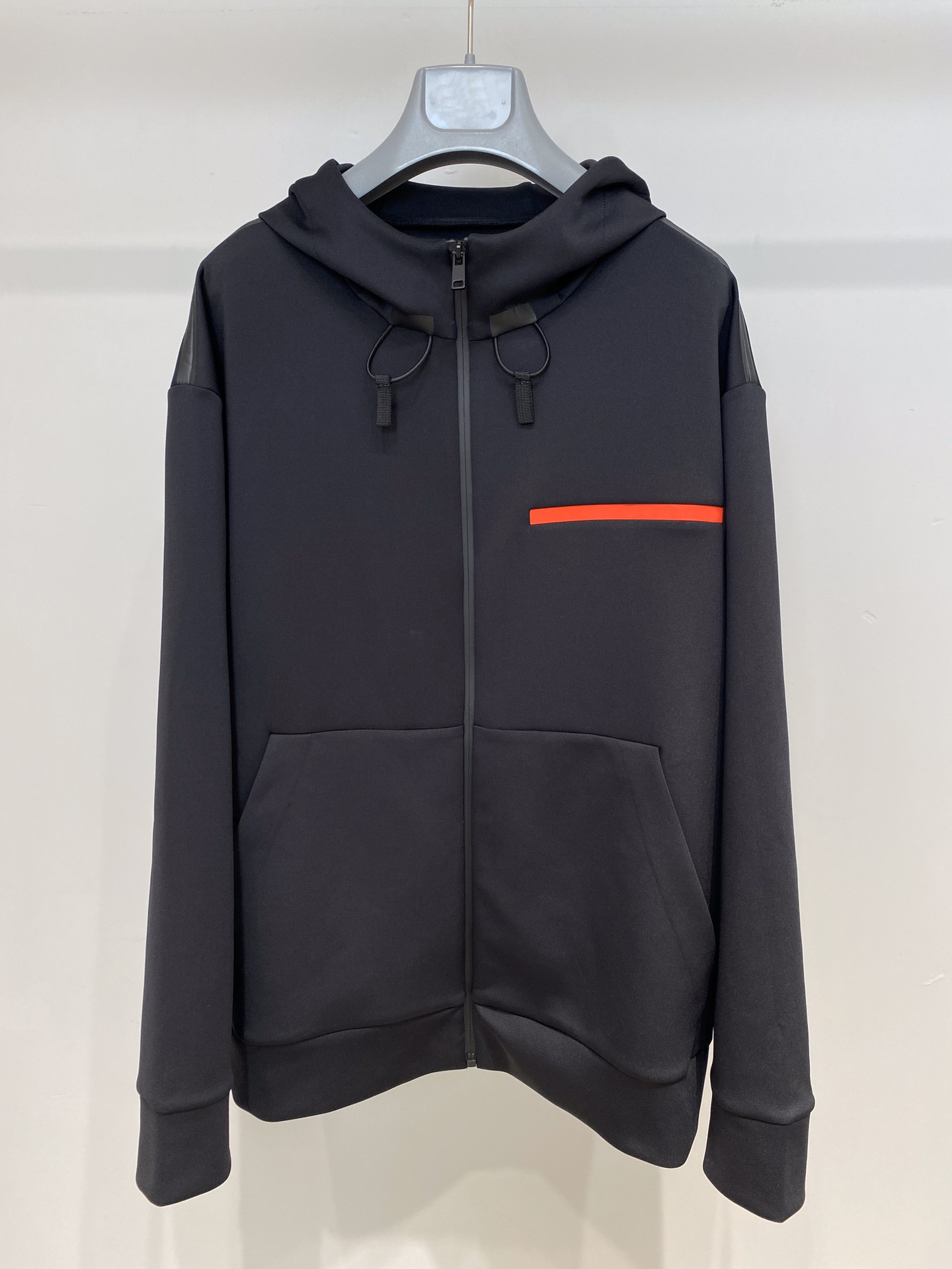 

Spring and autumn new style jacket high-quality comfortable stretch material classic Red Logo Design US size loose edition luxury mens black ZIP jacket