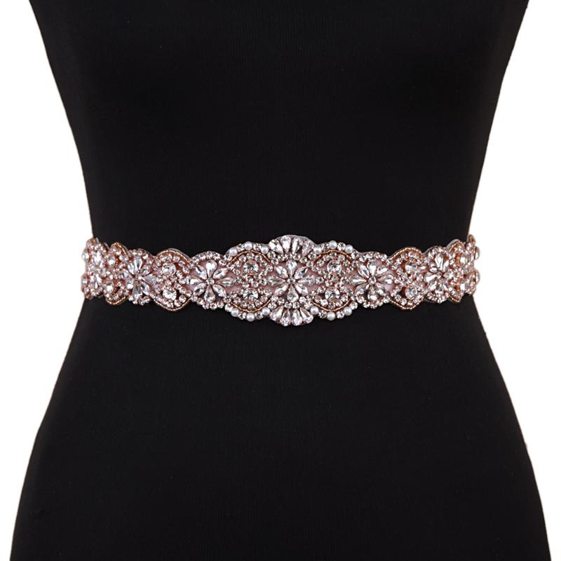 

Wedding Sashes TRiXY S161B-RG Rose Gold Belt Sash Rhinestones Crystal Bridal Elegant Jeweled For Formal Dress