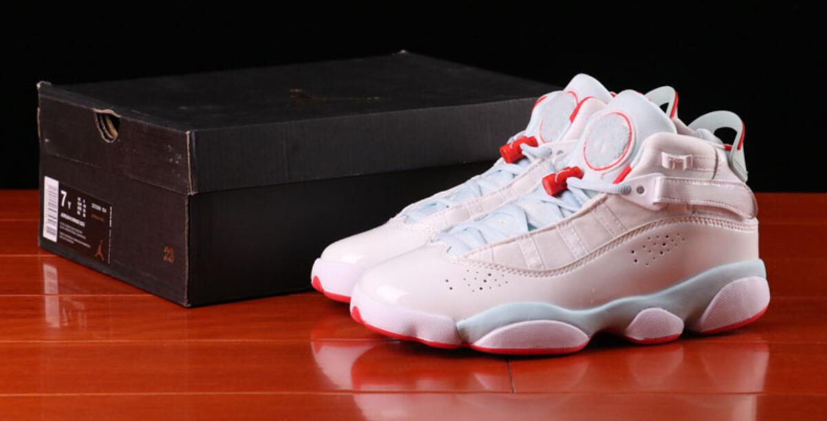 

Genuine Jumpman 6 generation female high state basketball shoes white ice blue red color matching sneakers size 35 -40, #1