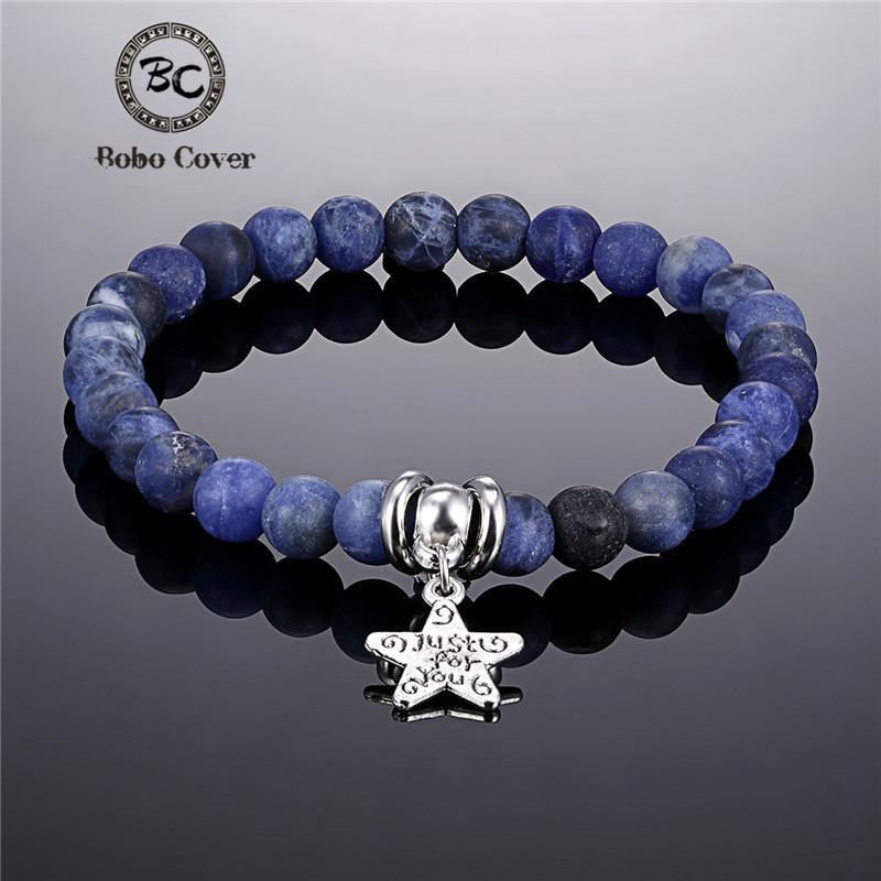 

Beaded, Strands 2021 Nature Stone High Quality 6mm Matte Blue Beads Classic Couple Bracelets Bangles Women Yoga Men Charm Bracelet Femme, Black