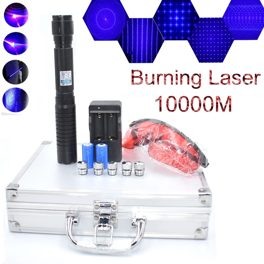 

BQ6 450nm Adjustable Focus Blue laser pointer Pen Lazer Beam Light Waterproof with Batteries& Charger&Goggles