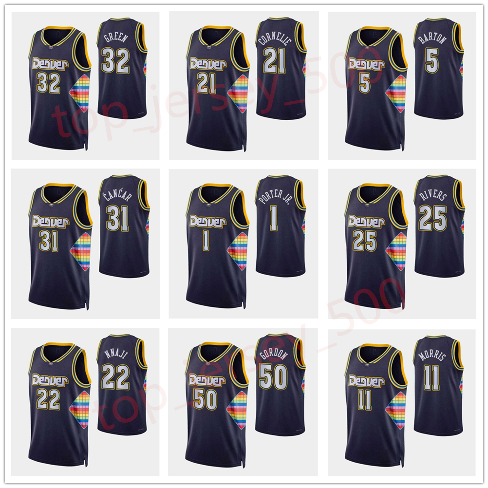 

75th Anniversary Diamond Basketball Jerseys 2021/22 Printed Nikola 15 Jamal Murray 27 Jokic Aaron Gordon 50 Will Barton 5 Monte Morris 11 Facundo Campazzo 7 Jeff Green, As shown in illustration
