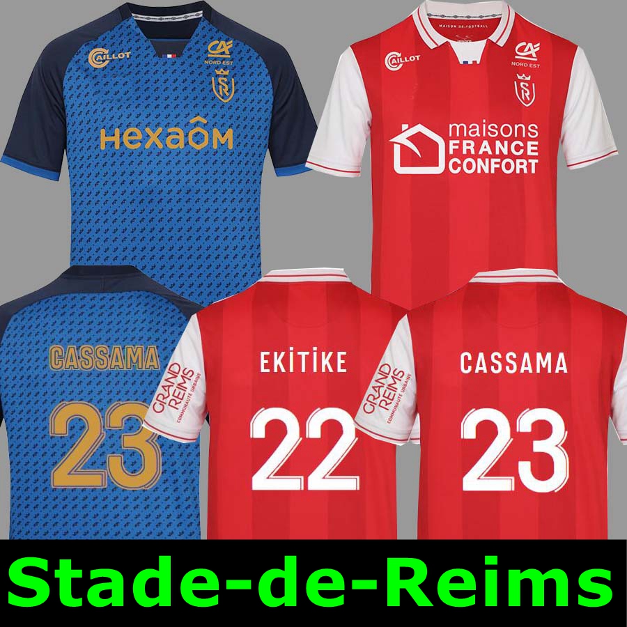

2021 Reims soccer jerseys maillot de foot Home Away EKiTiKE 22 CASSAMA 23 Football shirts CAFARO MBUKU ZENELI camiseta de fútbol, 21/22 home man+patch
