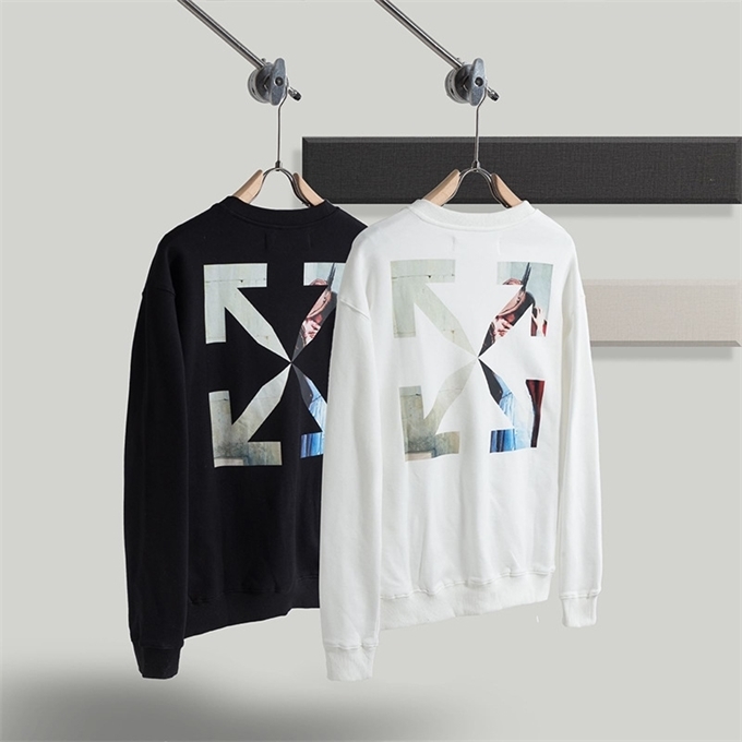 

Sweatshirts Hoodies Off Style White Kissing Oil Painting Arrstyle Long Sleeve Round Neck Printed Sweater Lovers Autumn Winter Hip Hop Loose Top, Black