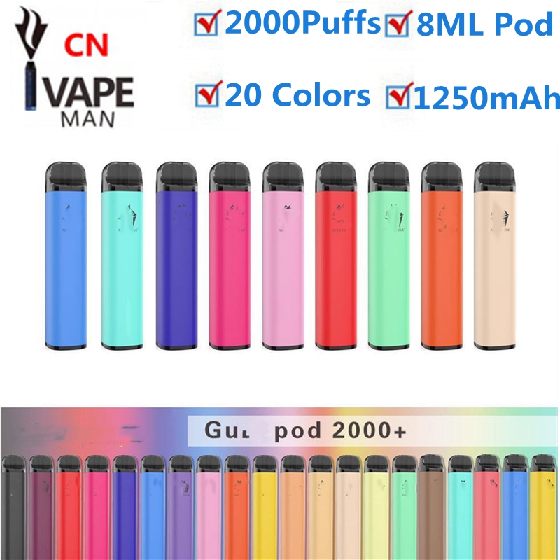 

GUNPOD Disposable Vape 2000 Puffs E Cigarette Deivce 18350 8ml Vaporizer Starter Kit 20 Flavs Pen Pod PUFF Gunpods 002