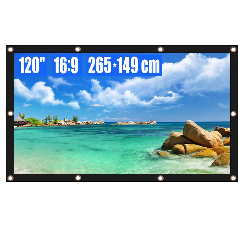

Projection Screens Portable Projector Screen 120 Inch 16:9 Foldable Non-Crease White Curtain For Home Theater Office Classroom