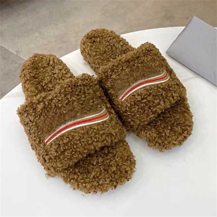 

2021 Winter Women Woolen Slippers Luxury Designer Plush Fur Sandals Fashion Warm Top Quality Wholesale Convenient Shoes Different Colors, Color11