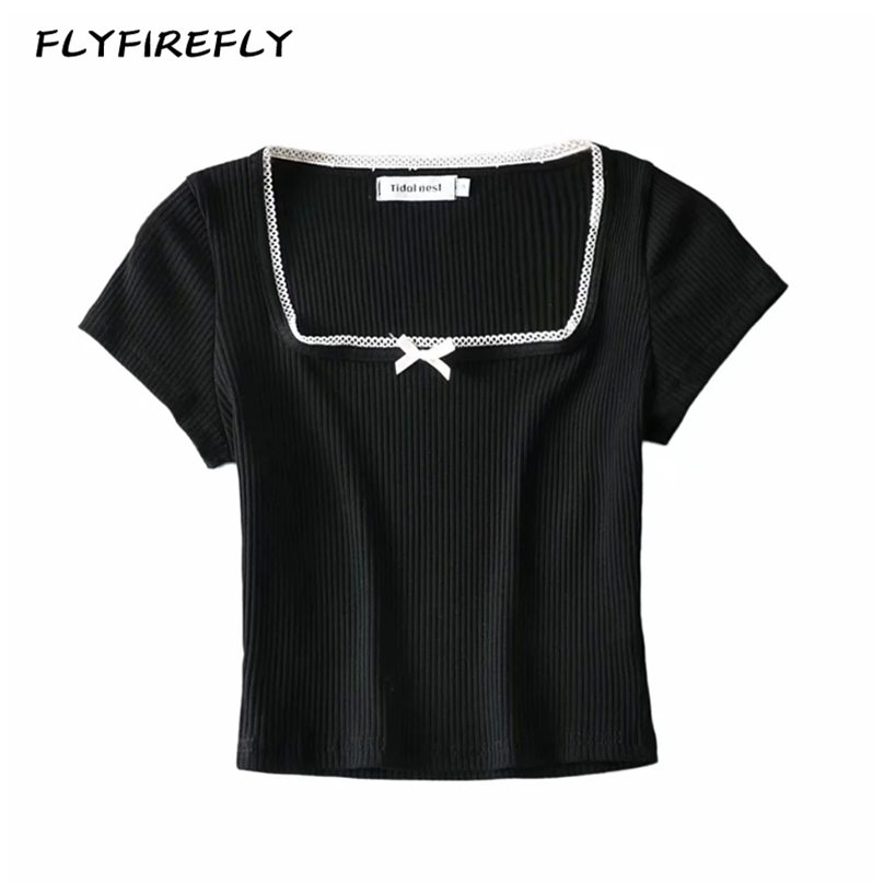 

Summer crop top women vintage graphic t shirts korean fashion purple s short sleeve cute elegant black white 210720, White t shirt