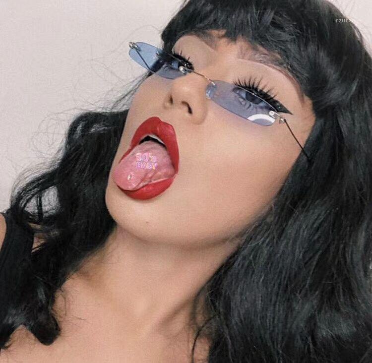 

Sunglasses Women Men 2021 Metal Hip Hop Small Rectangular Rectangle Rimless