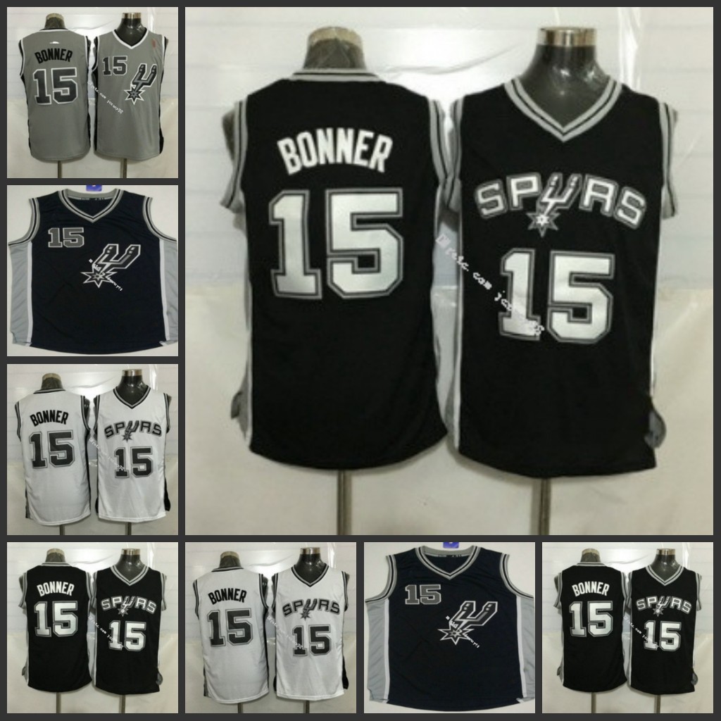 

San AntonioSpursmen #15MattBonnerWhite retro BasketballJersey