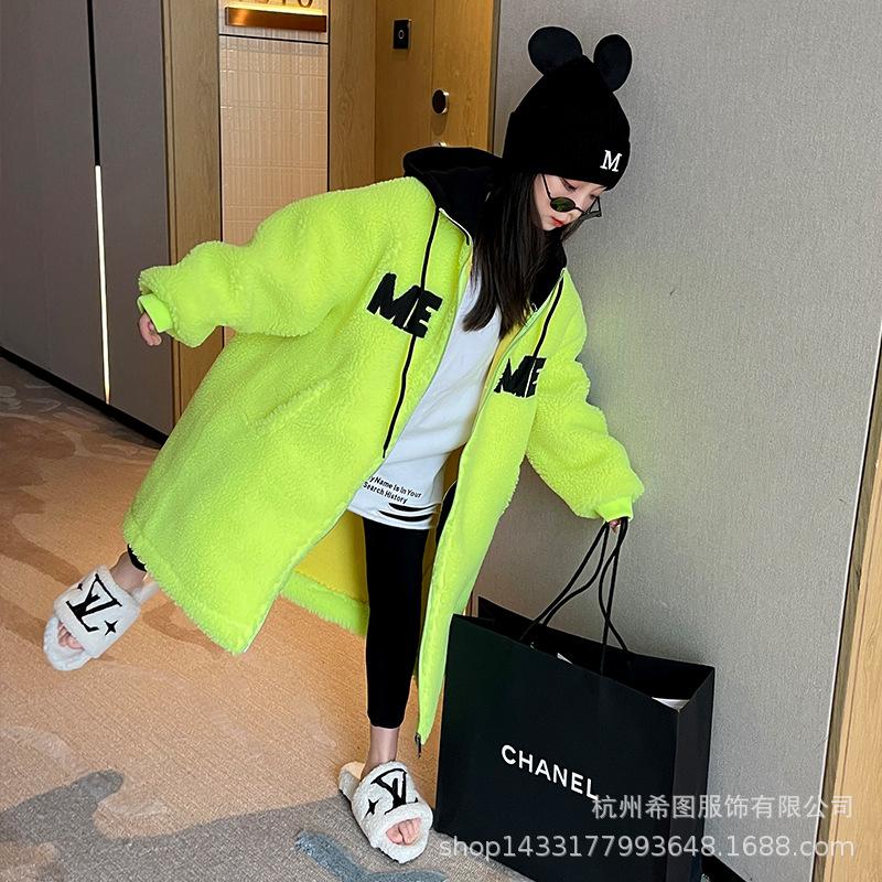 

Jackets Boys And Girls Zipper Sweater Lamb Wool Coat Jacket 2021 Winter All-match Casual Top, Blue;gray