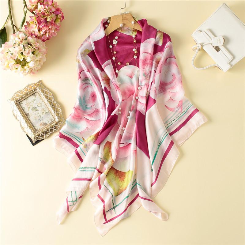 

Bandanas Visual Axles Plus Size Square Scarf Women Foulard Shawls Ladies Boho Rose Head Hijab 2021 SFN275