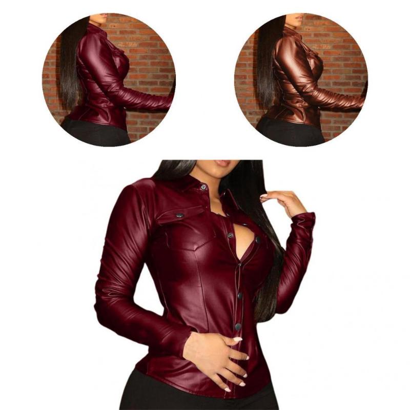 

Women's Blouses & Shirts Women Shirt Turndown Collar Blouse Slim-fiitting Pure Color, White