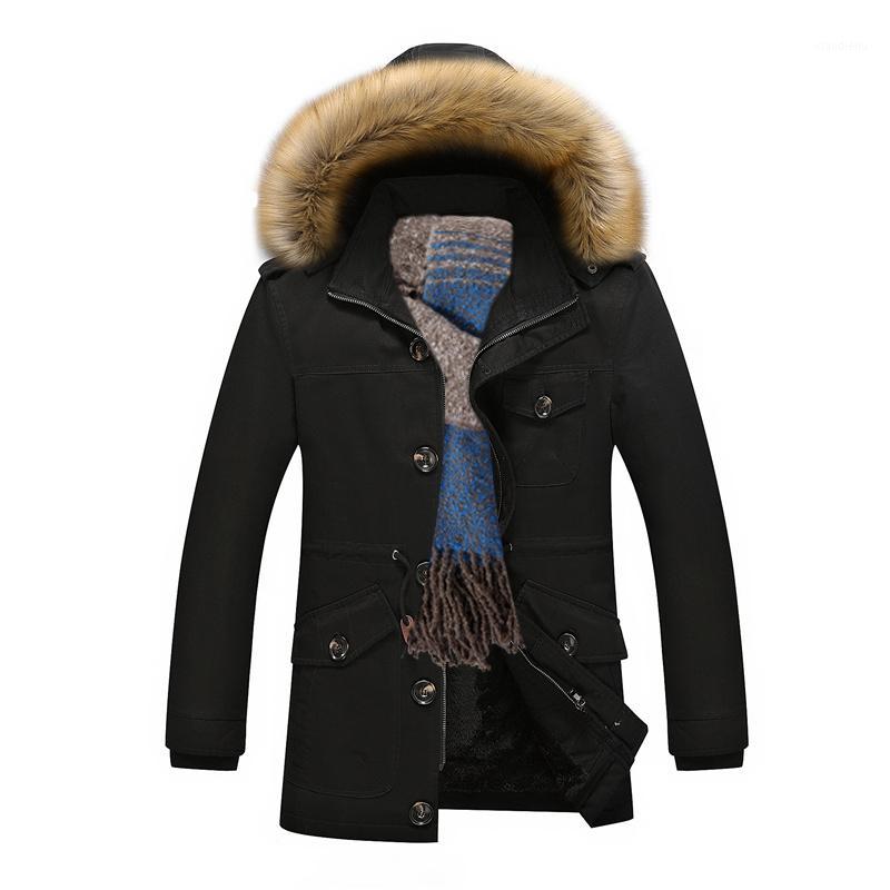 

Men's Down & Parkas Thicker Warm Cotton-Padded Jacket Mens Jaqueta Masculina Faux Fur Hat Men Hooded Leisure Jackets And Coats Casual Parka, Black