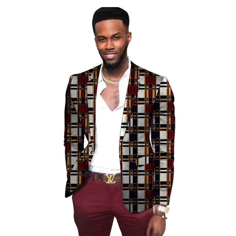 

Men' Suits & Blazers African Nigerian Fashion Suit Jackets Dashiki Print Male Wedding Party Outfit Customized