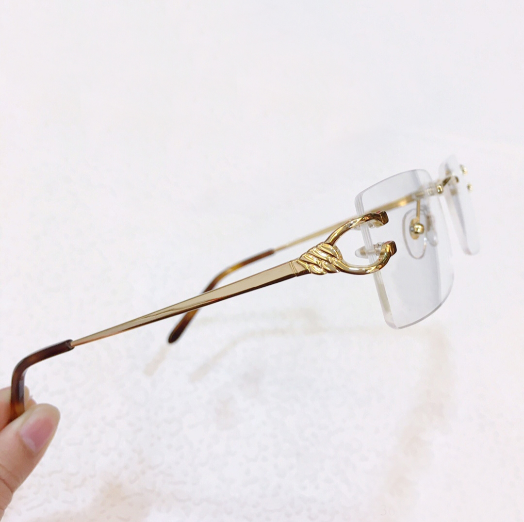 

Rectangle Gold Transparent Rimless Eyeglasses Frame Double C Optical Glasses Frames Men Eyewear Fashion Sunglasses Frames with Box