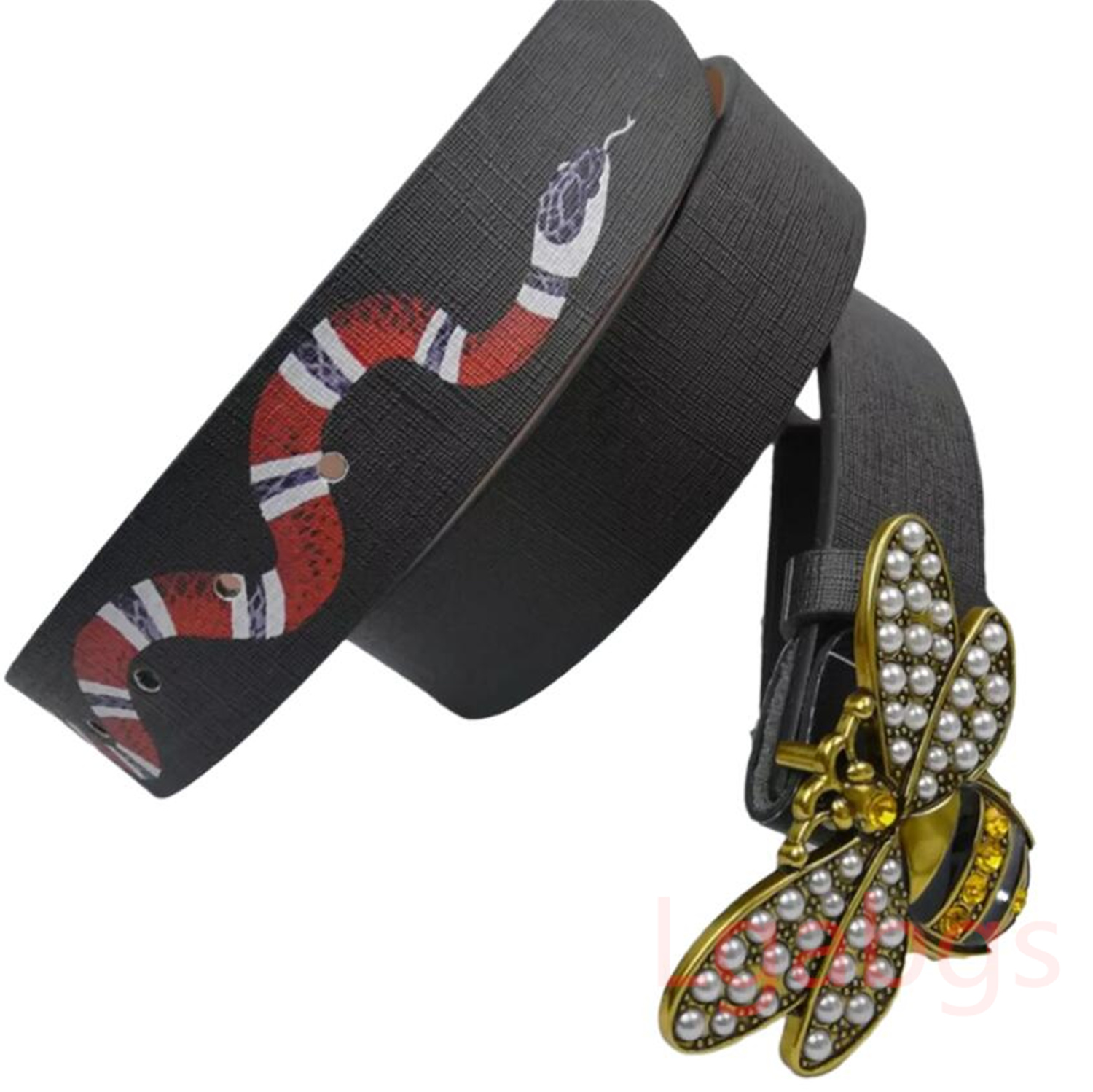 

Luxury Designer Belt Bee Buckle Fashion High Quality Snake Genuine Leather Women Belts Men Letter Waistband, As picture