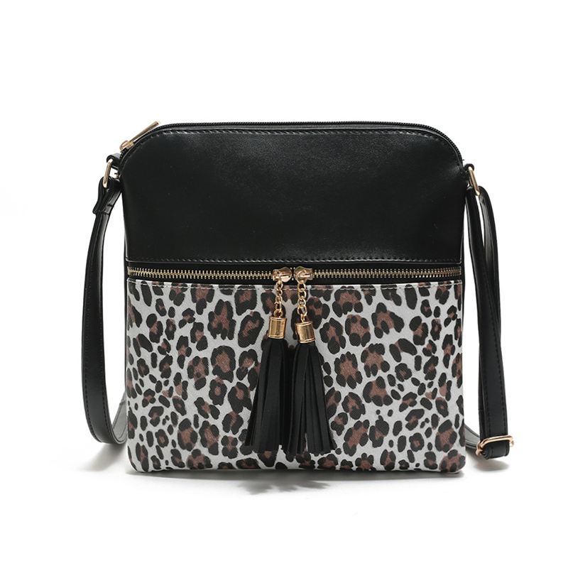 

Women's Leopard Crossbody Purse Lightweight Shoulder Bag Satchel with Tassel Accent