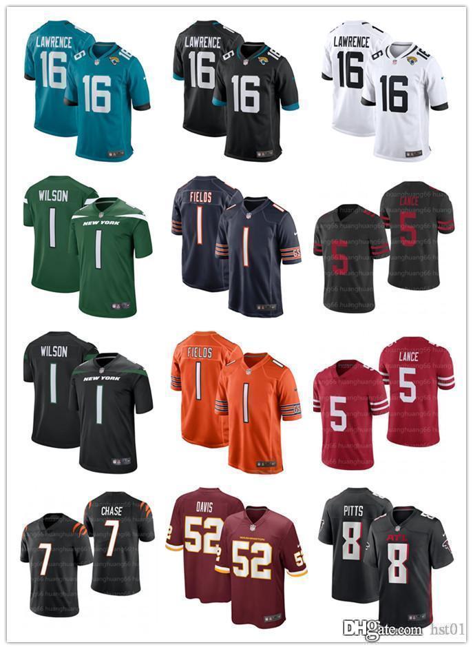 

2021 Draft Jersey 16 Trevor Lawrence 5 Trey Lance 1 Zach Wilson 7 Ja'Marr Chase 1 Justin Fields 52 Jamin Davis 8 Kyle Pitts Football Je, Black;red