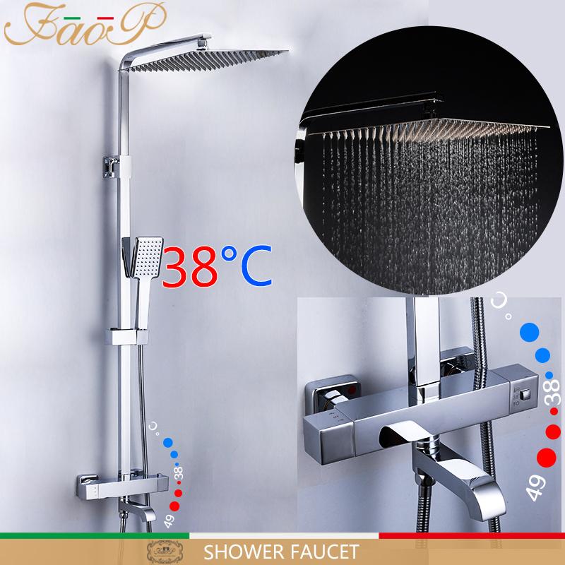 

Shower Faucet Thermostatic Bathroom Mixer Rainfall Set Thermostat Tap System Sets