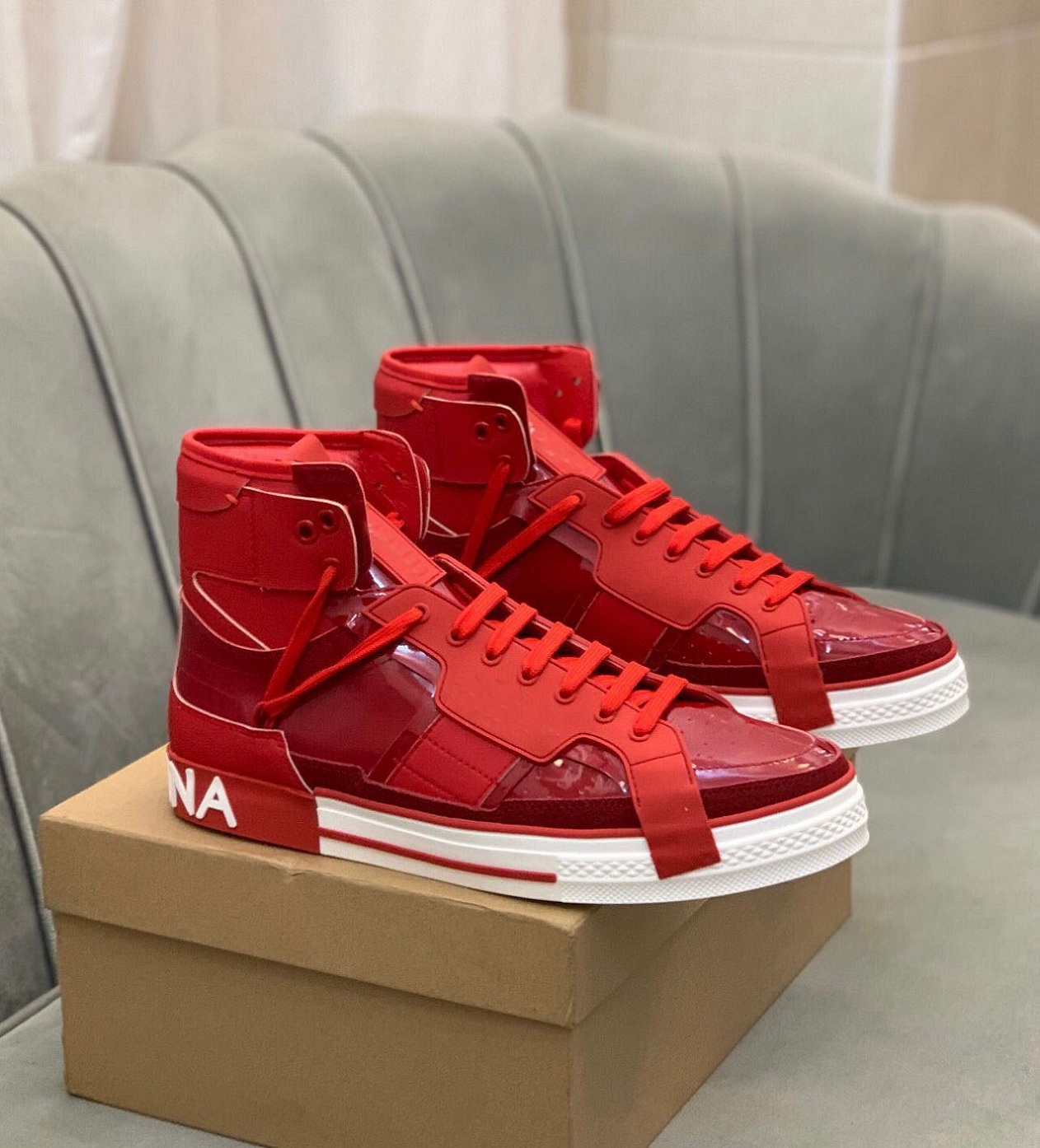 

Sport-casual Calfskin Custom 2.Zero high-top Sneakers Shoes Men Technical Fabric Walking Comfort Platform Outdoor Trainers EU38-46