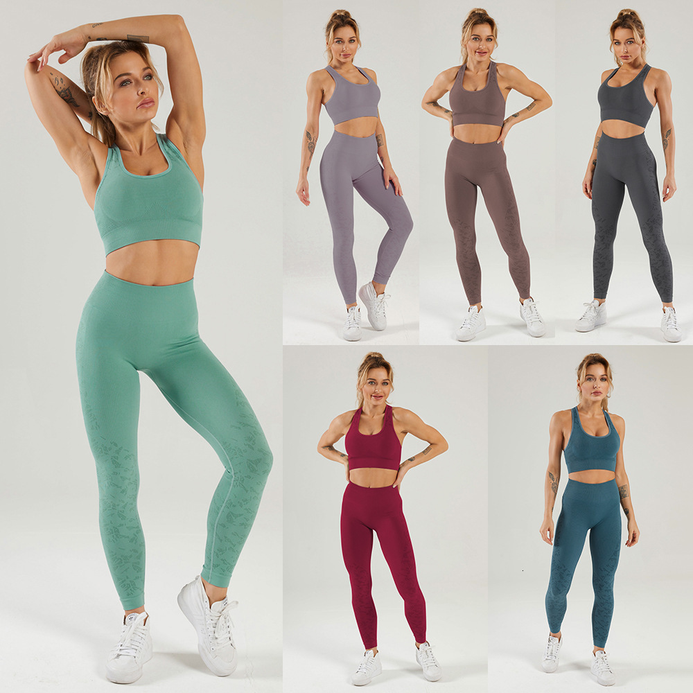 

Outdoor Indoor Exercise Fitness Suit2021 shark floral seamless Yoga suit, Coffee