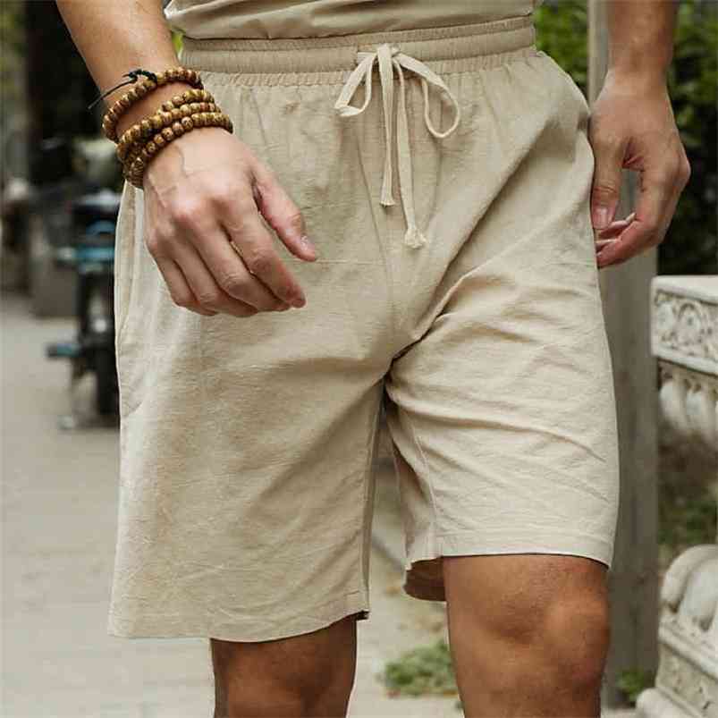 

Linen Shorts Men Big Tall Summer Plus Size 6XL 7XL 8XL 9XL 10XL Elastic Waist Casual Flax Bermuda Male Beach Linen Clothes 210720, White