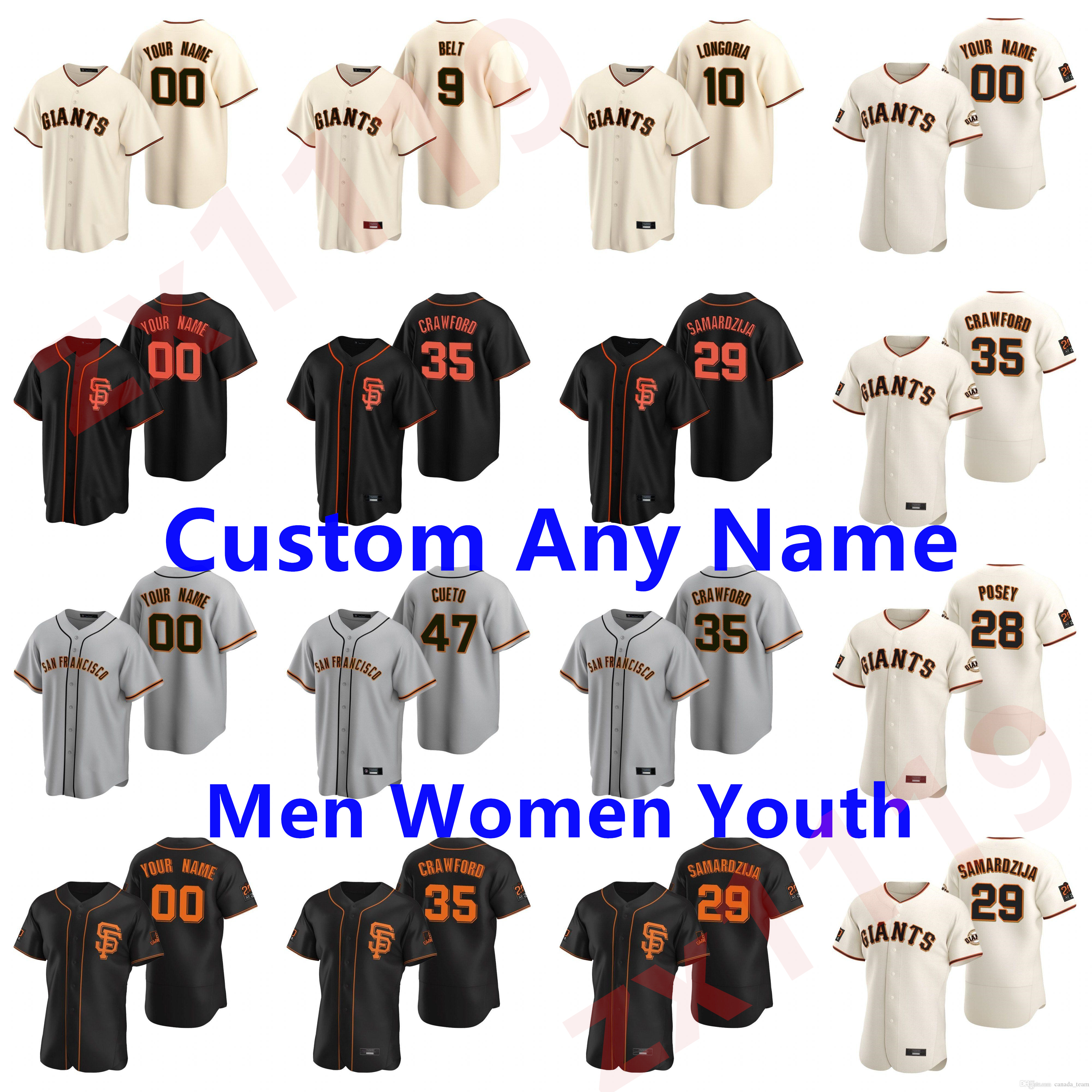 

San Francisco 20 21 Giants Buster Posey Baseball Jersey Brandon Crawford Kevin Pillar Yastrzemski Longoria Belt Jersey Men Women Youth 05, Blue;black