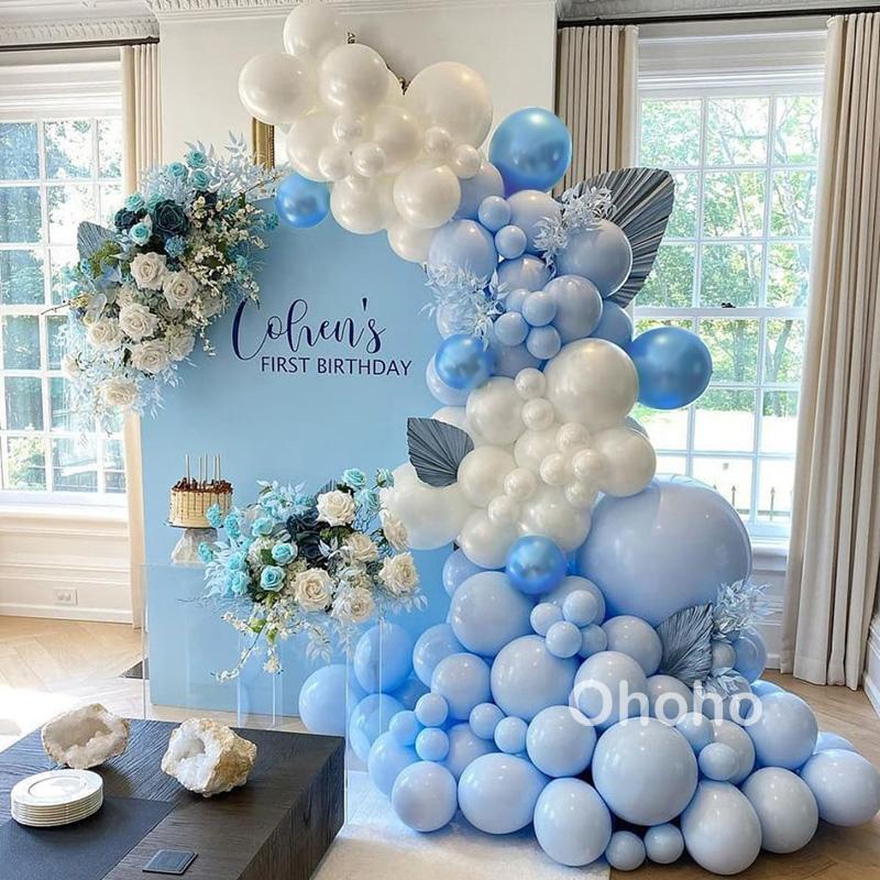 

Party Decoration Macaron Blue White Happy 1st Birthday Boy Balloon Garland Arch Kit Kids Baby Shower Christening Baptism Wedding