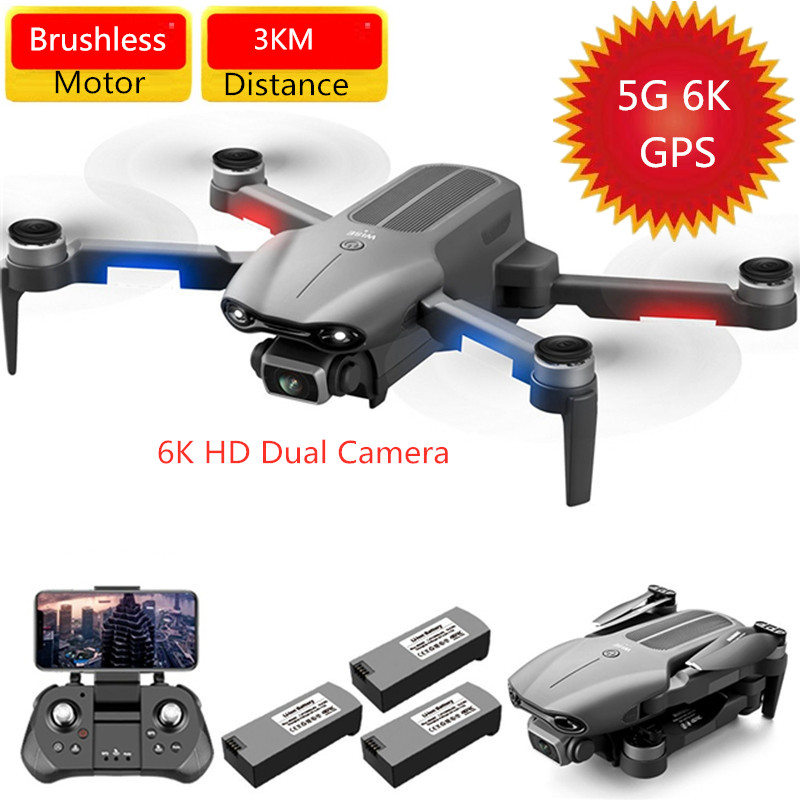 

5G GPS 6K Dual Camera WIFI FPV RC Drone GPS Postion Optical Flow Quadcopter With Brushless Motor 3KM Aircraft Gifts VS S608 F5, 6k camera 1battery
