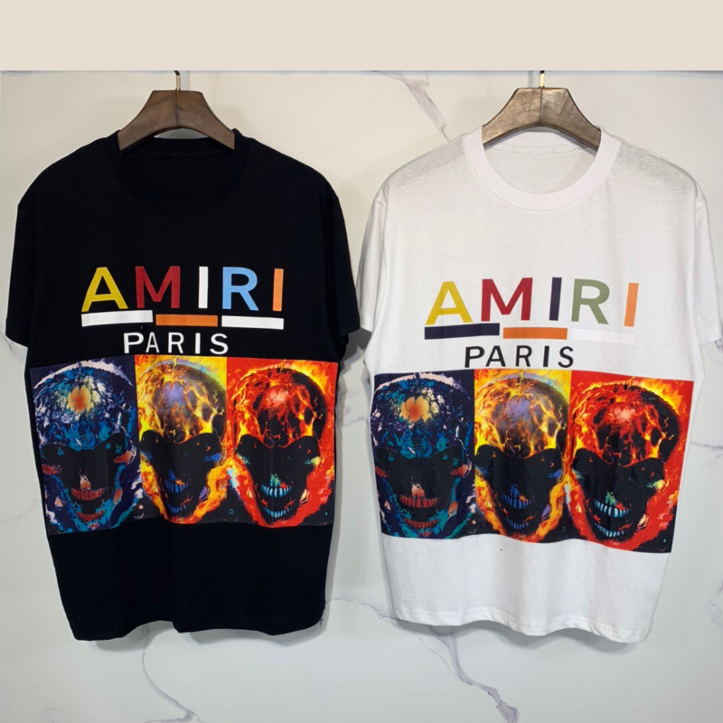 

Street fashion AMI short sleeve T-shirt, White;black