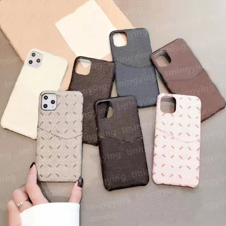

Top Leather Designer Phone Cases For iPhone 13 Pro Max 12 11 Xs XR X 8 7 Plus Fashion Card Holder Pocket Print Back Cover Luxury Mobile Shell Protection Case, #2-brown flowers (small) l