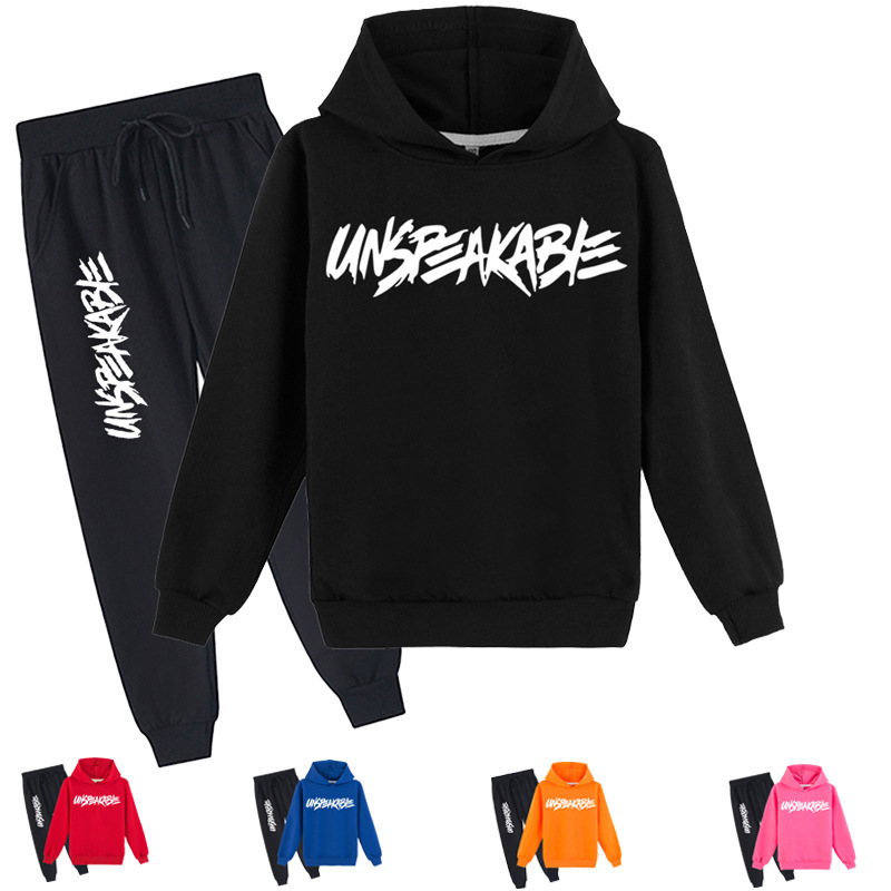 

2021 Children's Wear Unspeakable Middle School Men's and Women's Hoodie + Trousers Set Y177, White