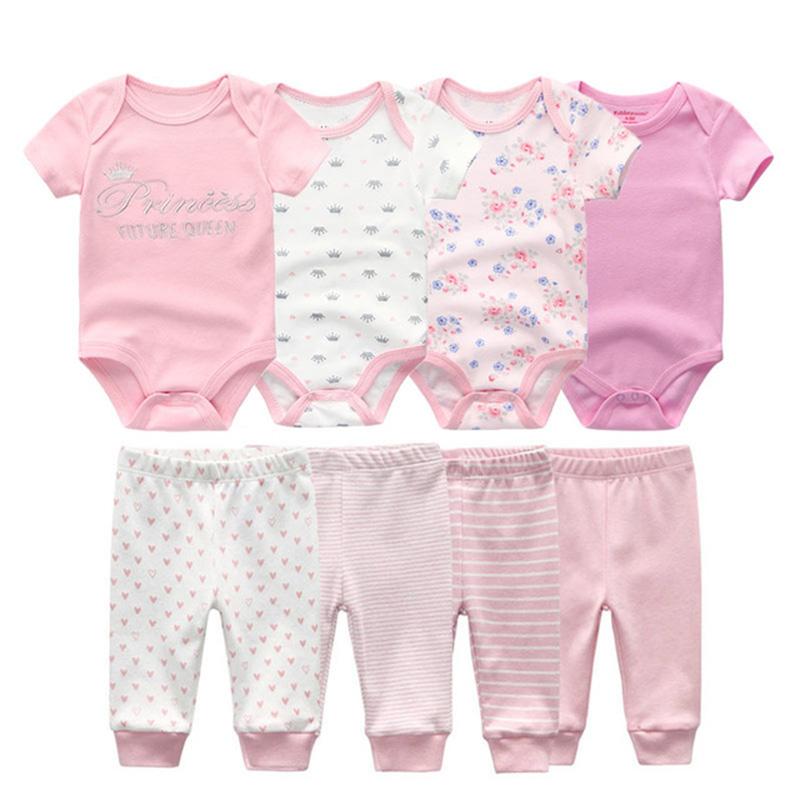 

Clothing Sets 2021 Baby Boy Clothes Cotton 6/8PCS Bodysuits+Pants Solid Unisex Born Girl Ropa Girls, Tp33