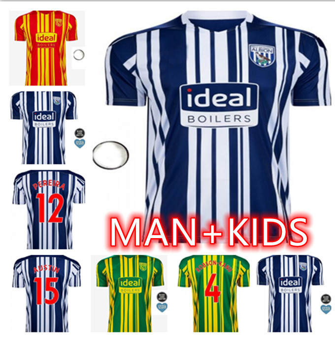 

20-21 west bromwich soccer jersey 20/21 oliver burke pereira livermore phillips callum robinson men kids football shirt, Black;yellow