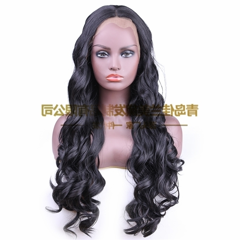 

fiber Women's T-type chemical lace wig head cover black big wave hand hook high temperature silk overseas, Ombre color